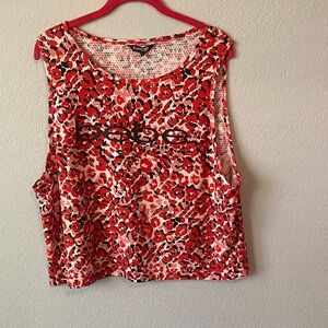 bebe Red and Black Leopard Print Cropped Tank